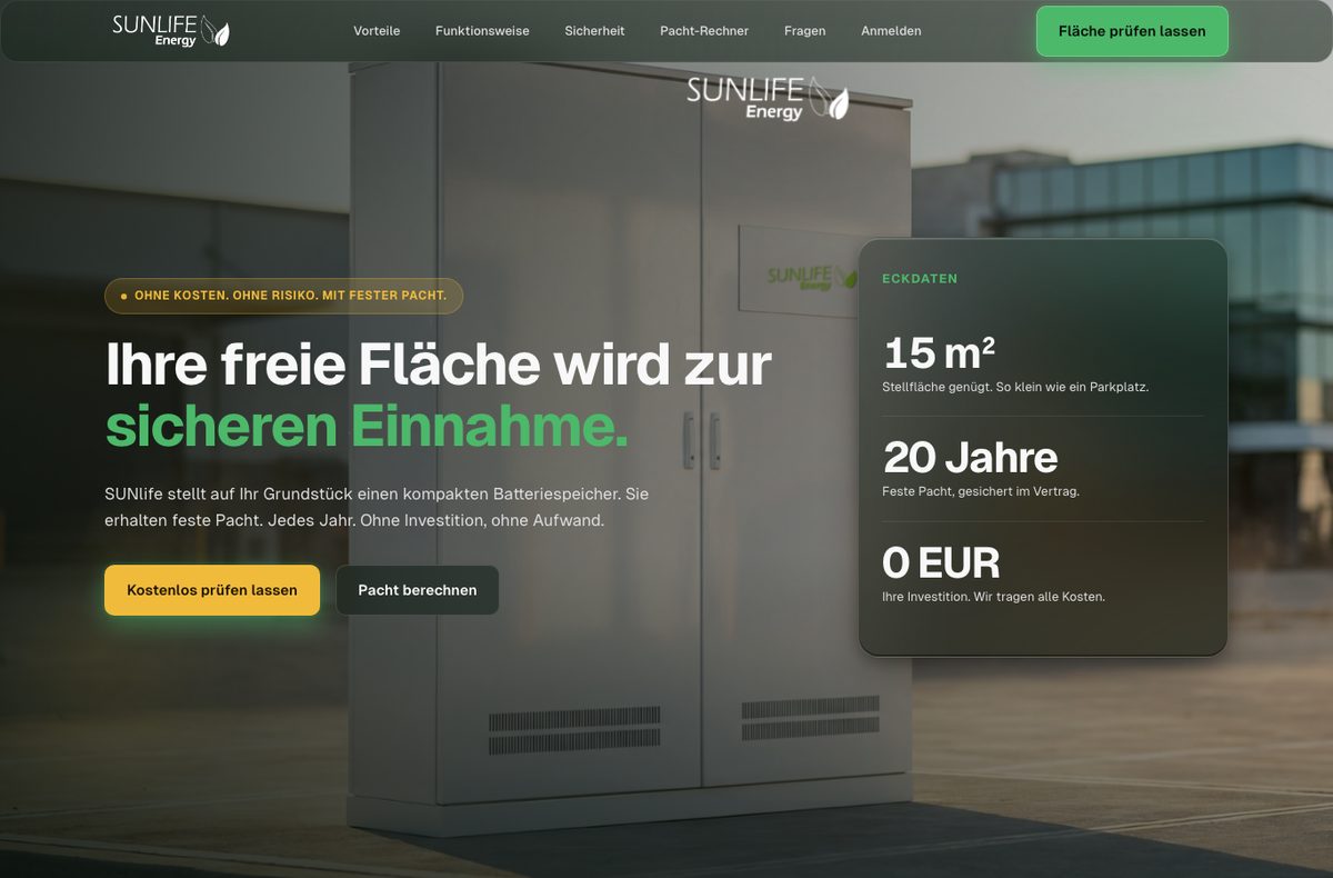 Vertriebsportal Landingpage